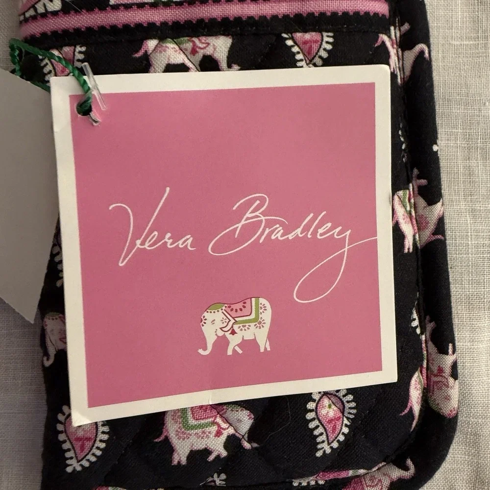 Vera Bradley Pink Elephants Black Eyeglass Case Retired NEW W tags Charming Pink